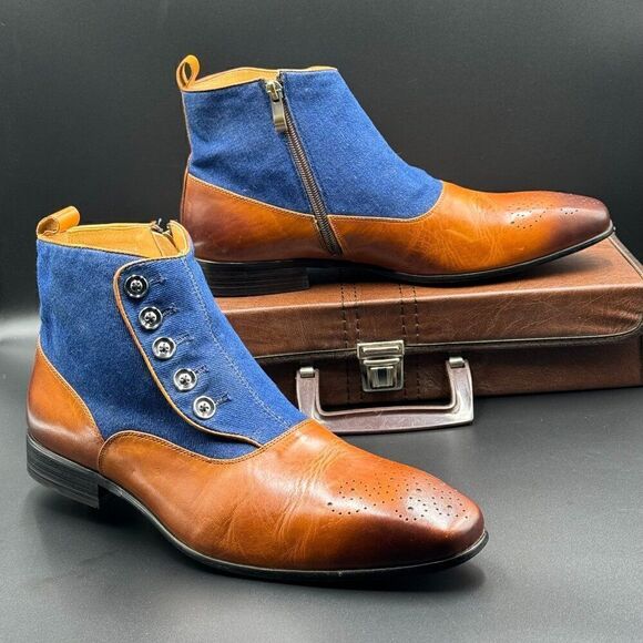 Garrucci Calfskin Button Up Slip-On Boot - Picture 1 of 13
